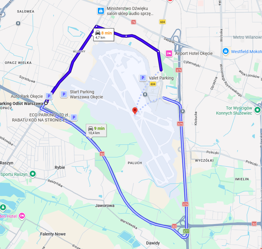 Mapa dojazdu - Parking Odlot