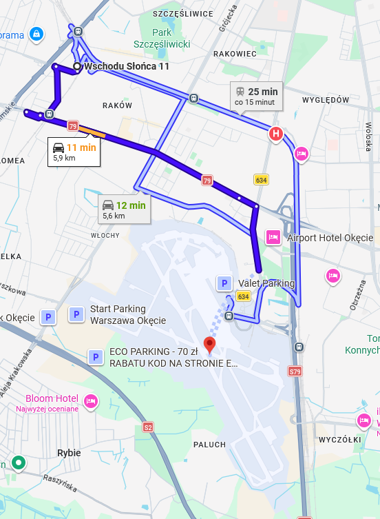 Mapa dojazdu - Parking Odloty Garage