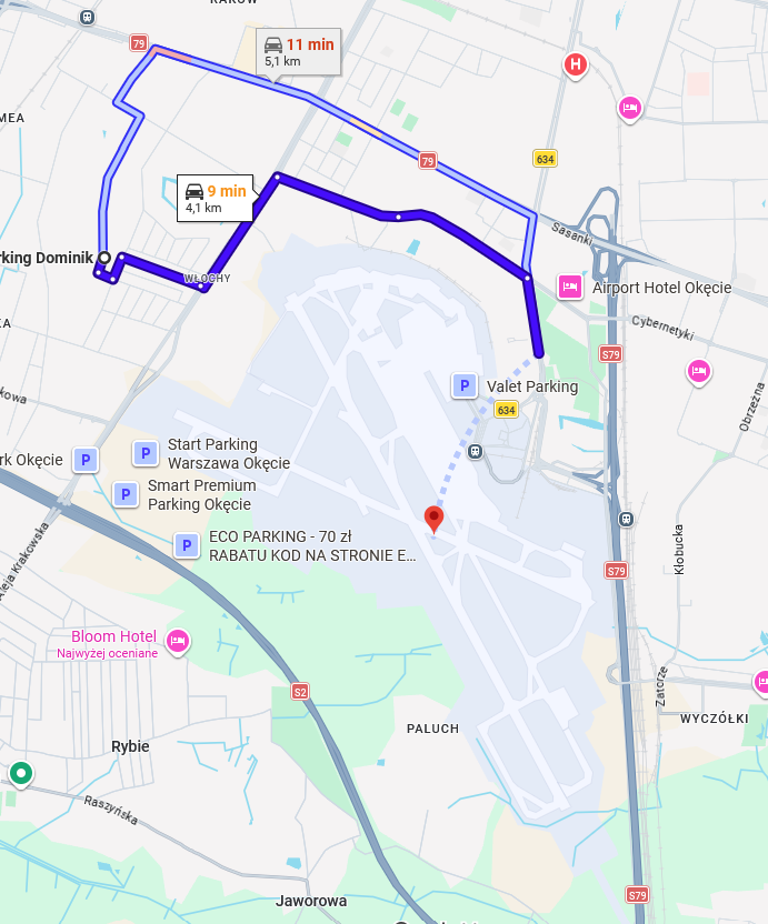 Mapa dojazdu - Parking Dominik