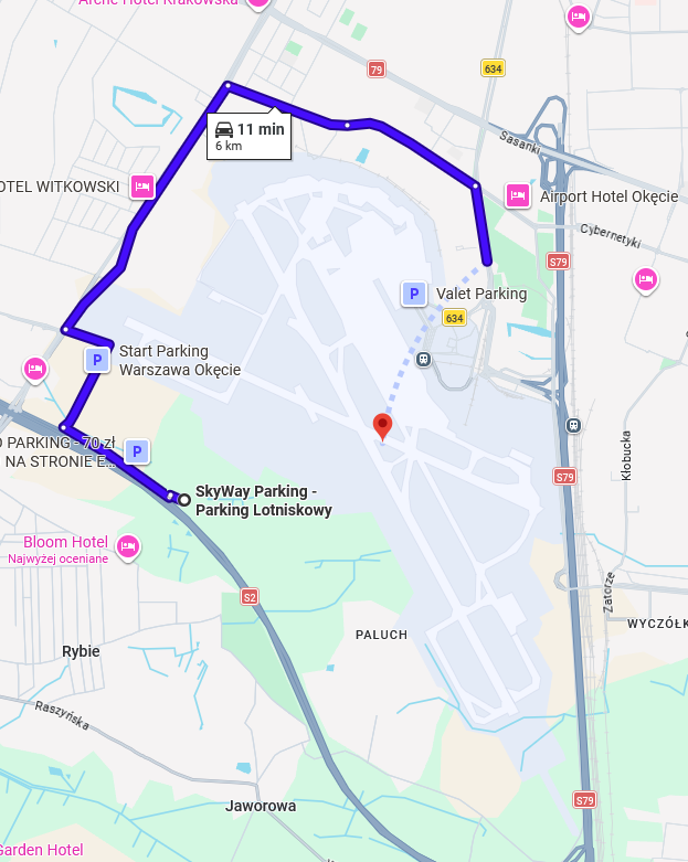 Mapa dojazdu - SkyWay Parking